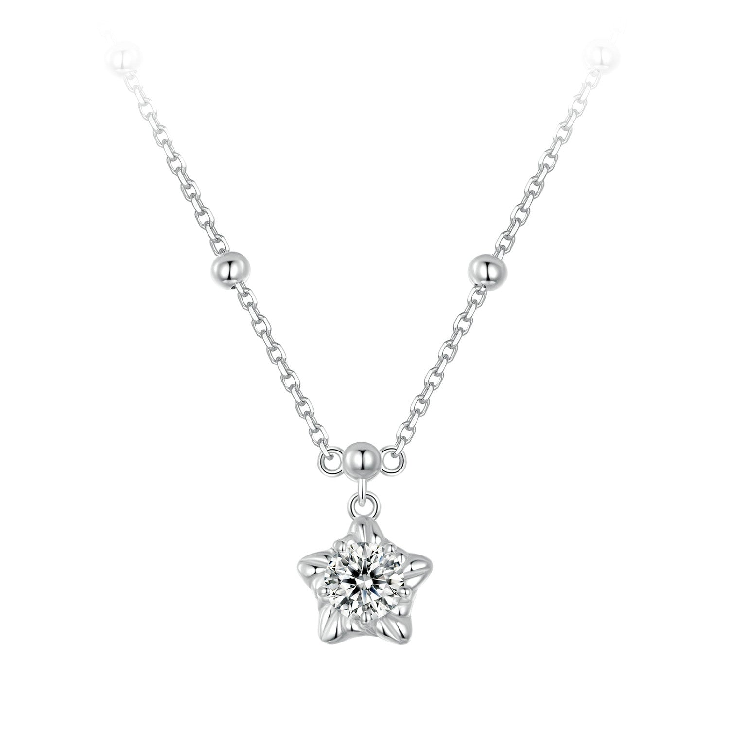 925 Sterling Silver 5mm Moissanite Necklace for Women