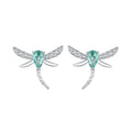 925 Sterling Silver Earrings with CZ and Glass, 12x14mm, for Women