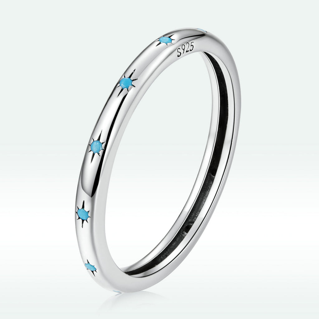 925 Sterling Silver Turquoise Oxidized Silver Ring Size 6 for Women