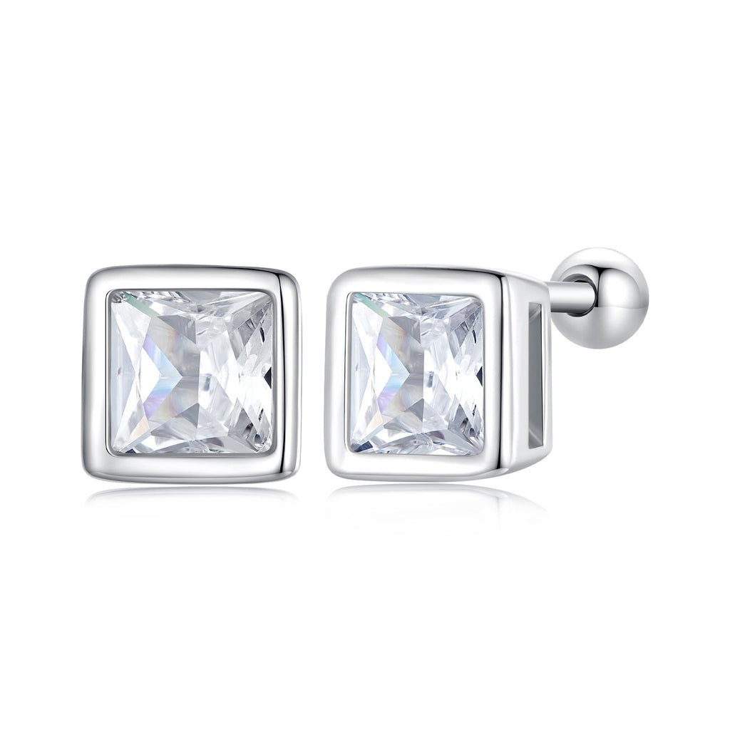 925 Sterling Silver 5mm Pavé Setting CZ Earrings for Women