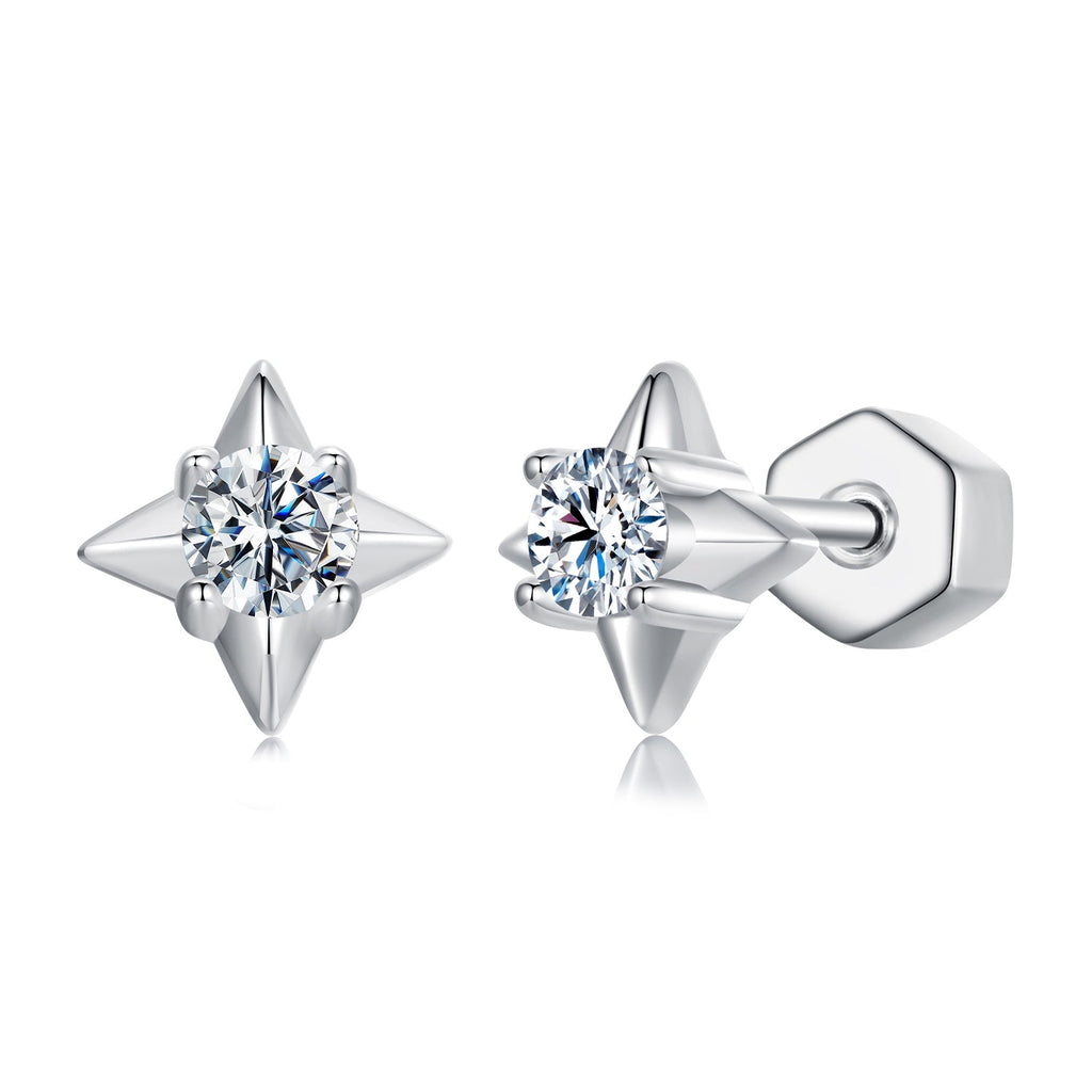 925 Sterling Silver 0.1 Carat Moissanite Earrings for Women