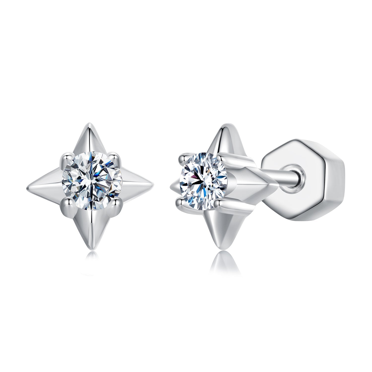 925 Sterling Silver 0.1 Carat Moissanite Earrings for Women
