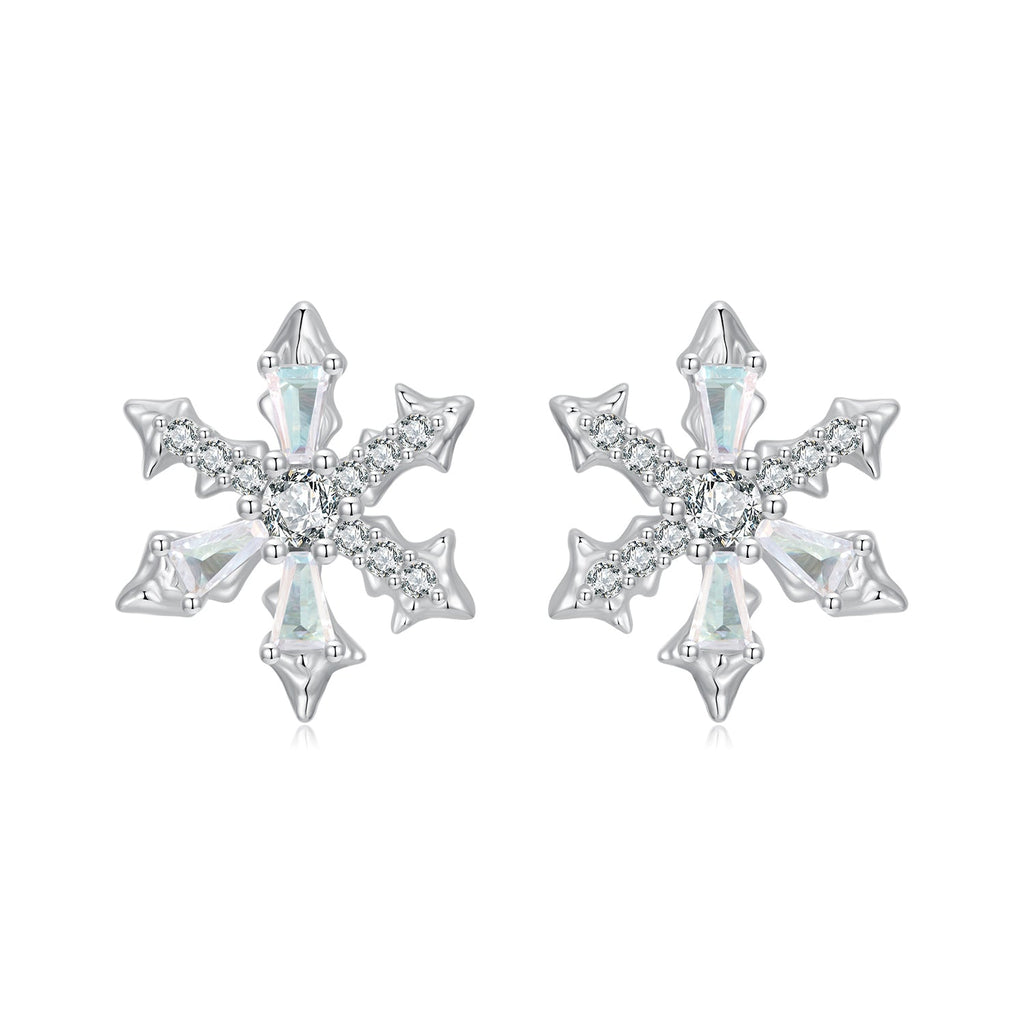 925 Sterling Silver Earrings with Plated White Gold and CZ