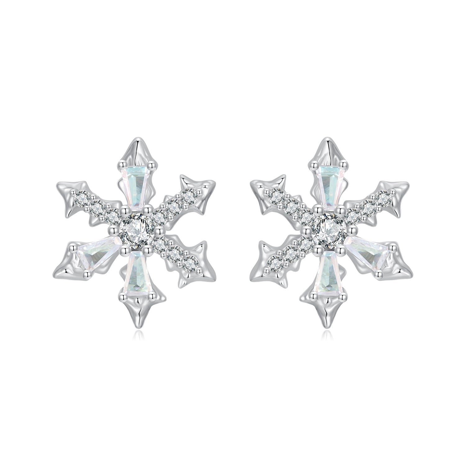 925 Sterling Silver Earrings with Plated White Gold and CZ