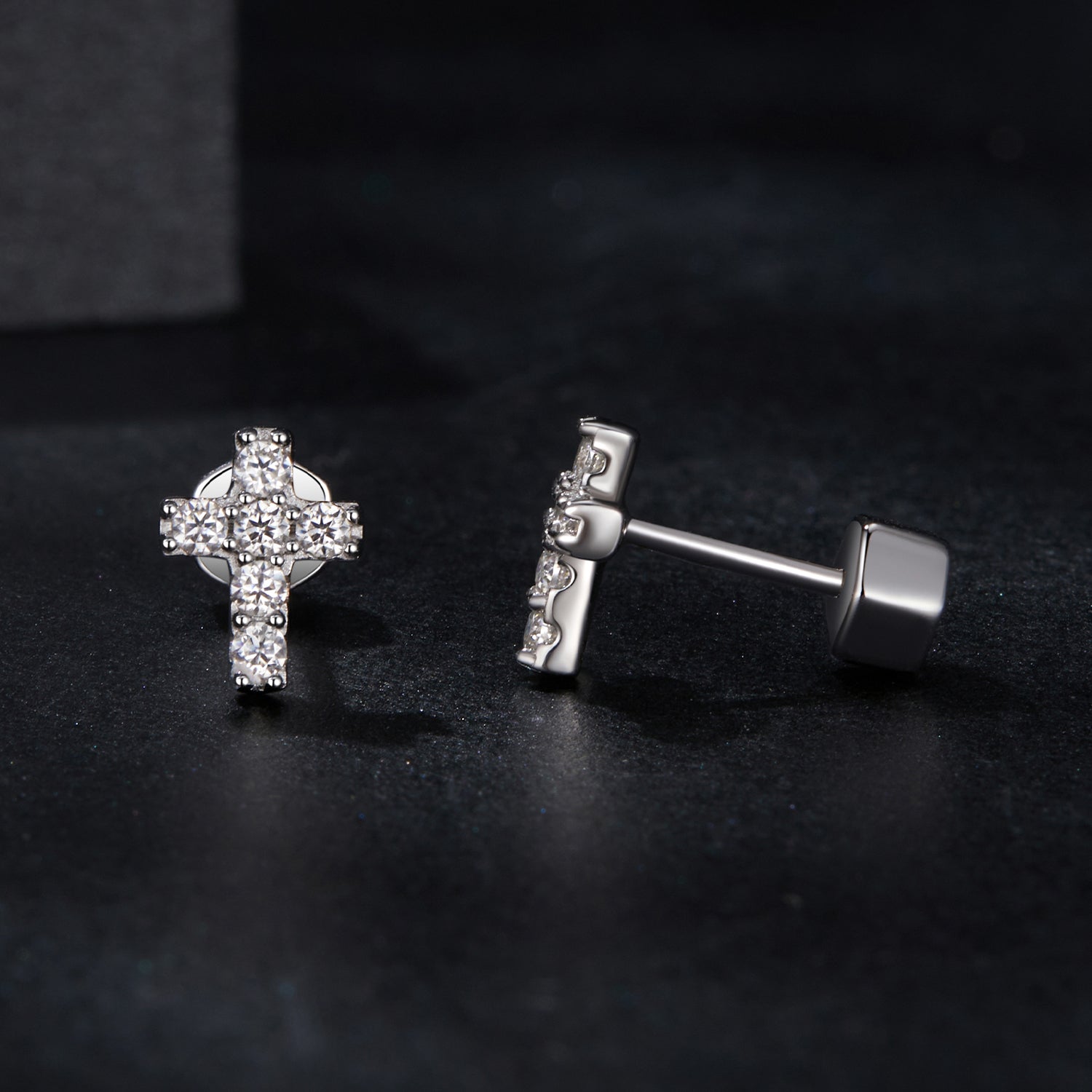 925 Sterling Silver Moissanite Earring 0.7x0.6cm for Women