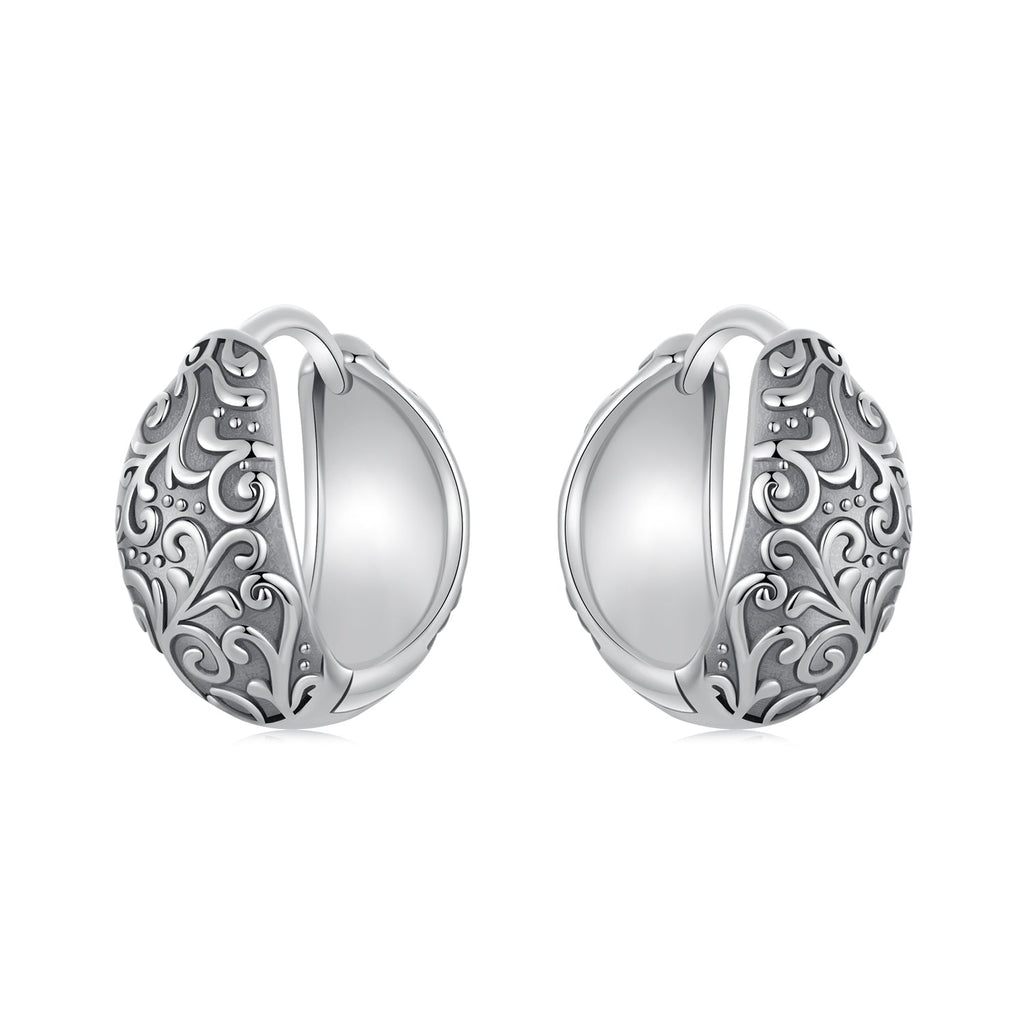 925 Sterling Silver Oxidized Silver Earrings 1.2*0.6cm for Women