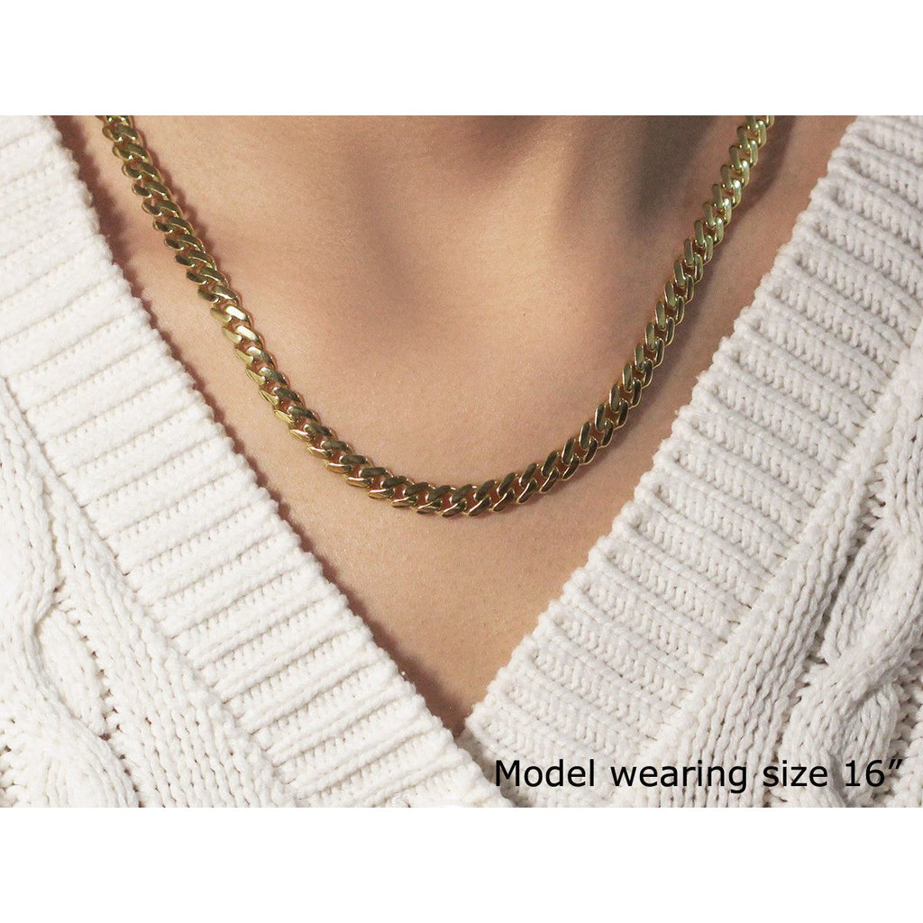 14k Yellow Gold Polished Miami Cuban Chain Necklace