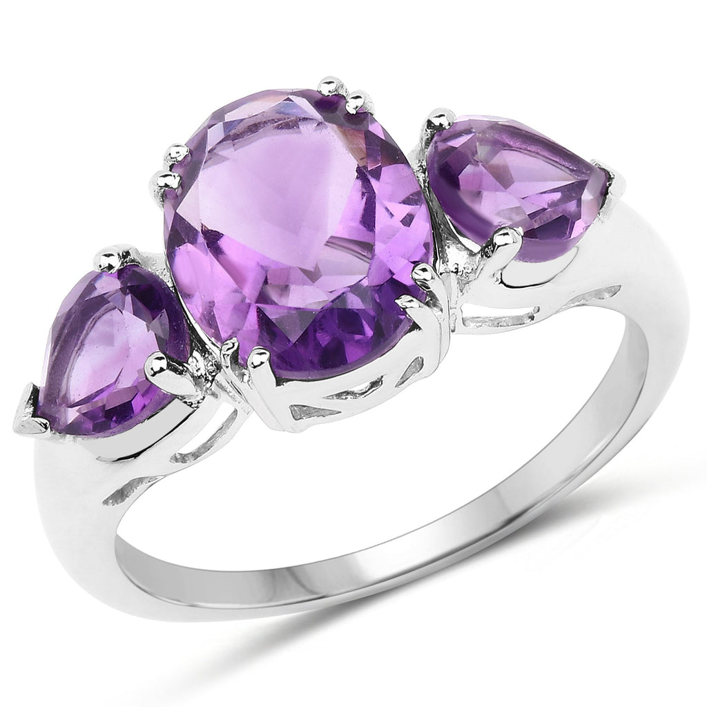 3.11 Carat Genuine Amethyst .925 Sterling Silver Ring