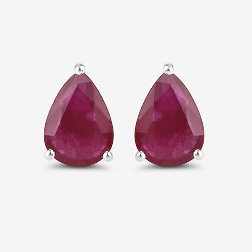 1.60 Carat Genuine Ruby 10K White Gold Earrings