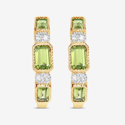 2.40 Carat Genuine Peridot and White Topaz .925 Sterling Silver Earrings