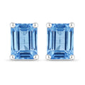3.20 Carat Genuine Swiss Blue Topaz .925 Sterling Silver Earrings