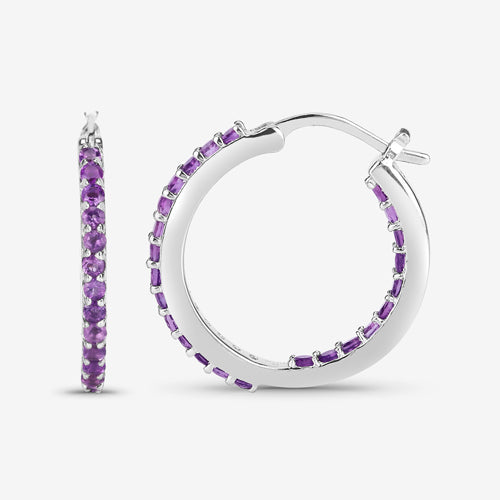 1.44 Carat Genuine Amethyst .925 Sterling Silver Earrings