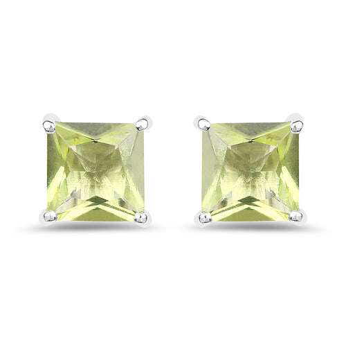 2.00 Carat Genuine Peridot .925 Sterling Silver Earrings