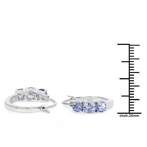 1.58 Carat Genuine Tanzanite .925 Sterling Silver Earrings