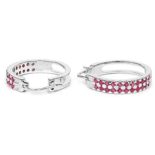 2.20 Carat Genuine Ruby .925 Sterling Silver Earrings