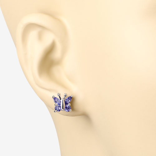 0.96 Carat Genuine Tanzanite .925 Sterling Silver Earrings