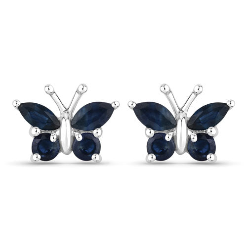 0.61 Carat Genuine Blue Sapphire .925 Sterling Silver Earrings
