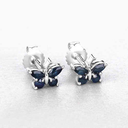 0.61 Carat Genuine Blue Sapphire .925 Sterling Silver Earrings