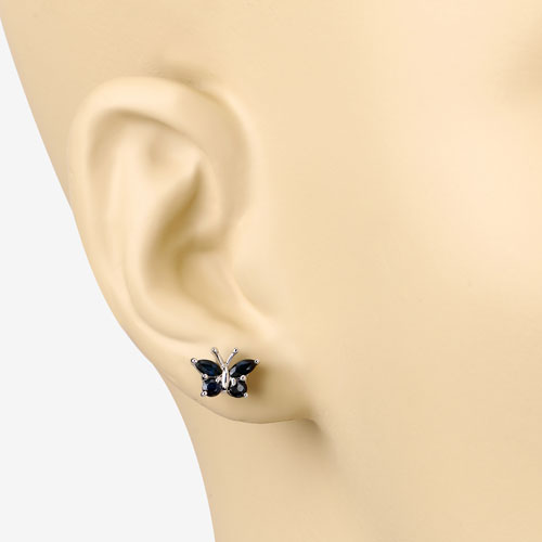 0.61 Carat Genuine Blue Sapphire .925 Sterling Silver Earrings