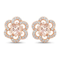 0.61 Carat Genuine Morganite and White Diamond 14K Rose Gold Earrings