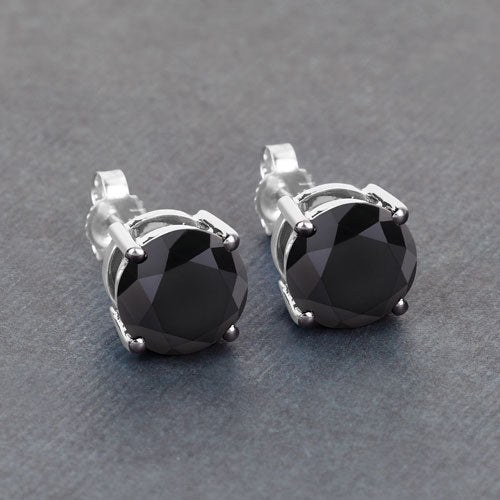 4.81 Carat Genuine Black Diamond 14K White Gold Earrings