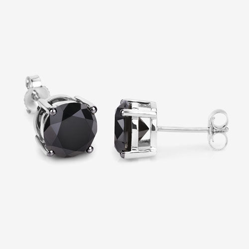 4.81 Carat Genuine Black Diamond 14K White Gold Earrings