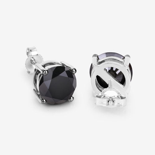 4.81 Carat Genuine Black Diamond 14K White Gold Earrings