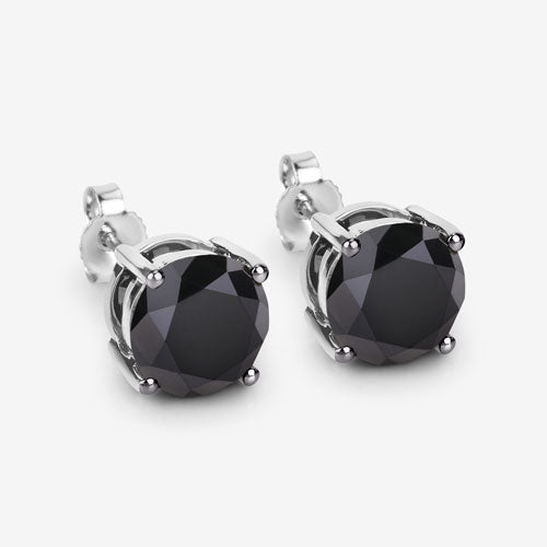 3.08 Carat Genuine Black Diamond 14K White Gold Earrings