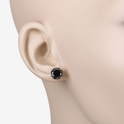 4.77 Carat Genuine Black Diamond 14K Yellow Gold Earrings
