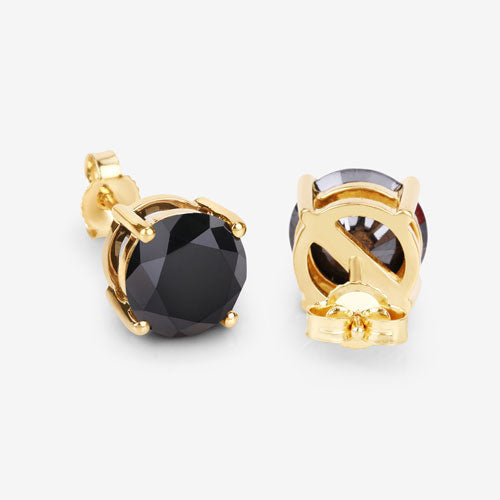 3.48 Carat Genuine Black Diamond 14K Yellow Gold Earrings