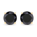 4.77 Carat Genuine Black Diamond 14K Yellow Gold Earrings