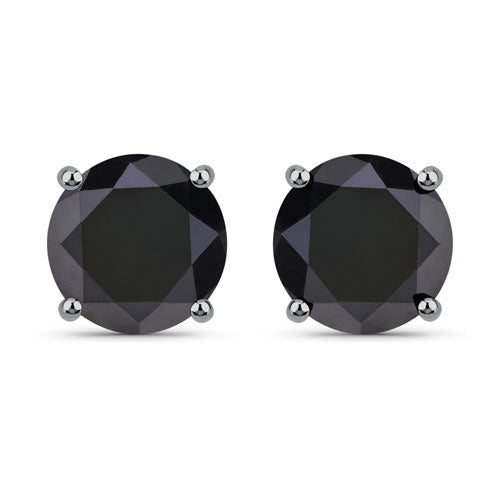 4.81 Carat Genuine Black Diamond 14K White Gold Earrings