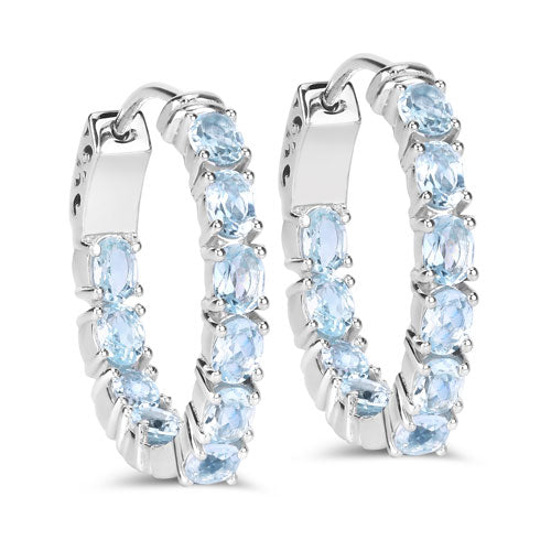 3.80 Carat Genuine Blue Topaz .925 Sterling Silver Earrings