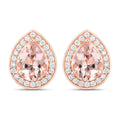 2.03 Carat Genuine Morganite and White Diamond 14K Rose Gold Earrings
