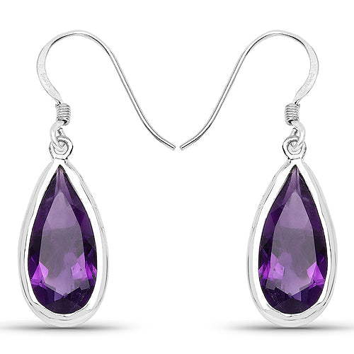 10.10 Carat Genuine Amethyst .925 Sterling Silver Earrings