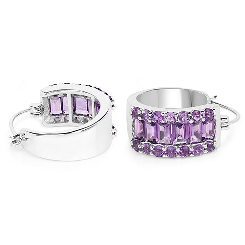5.56 Carat Genuine Amethyst .925 Sterling Silver Earrings