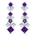 4.94 Carat Genuine Amethyst & Blue Topaz .925 Sterling Silver Earrings