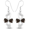 4.02 Carat Genuine Smoky Quartz and White Topaz .925 Sterling Silver Earrings