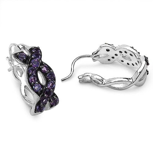0.70 Carat Genuine Amethyst .925 Sterling Silver Earrings