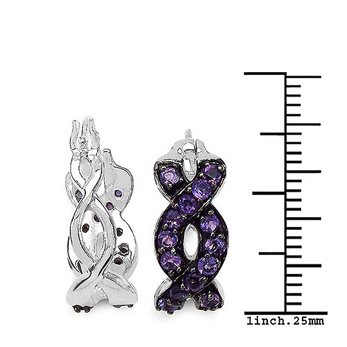 0.70 Carat Genuine Amethyst .925 Sterling Silver Earrings