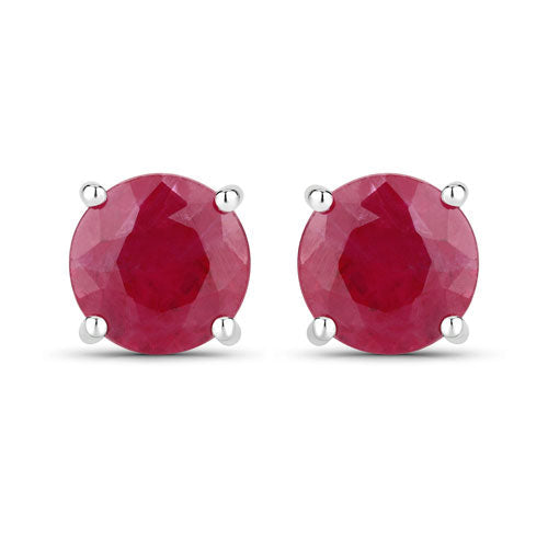 0.86 Carat Genuine Ruby 10K White Gold Earrings