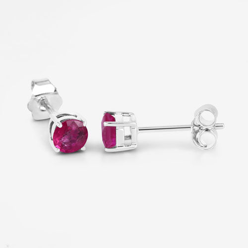 0.86 Carat Genuine Ruby 10K White Gold Earrings