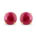 0.86 Carat Genuine Ruby 10K Yellow Gold Earrings