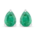 0.70 Carat Genuine Zambian Emerald 10K White Gold Earrings