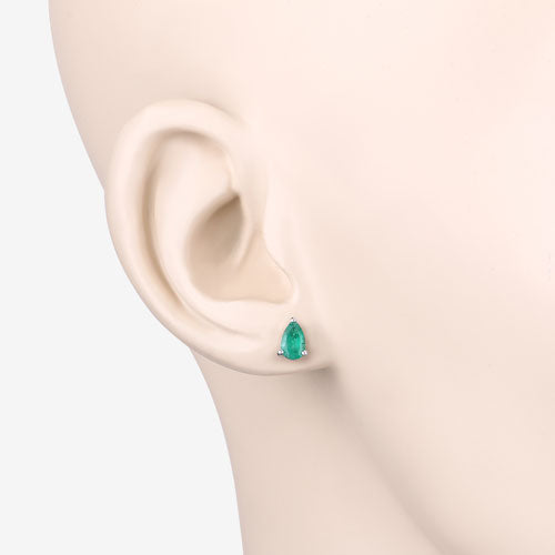 0.70 Carat Genuine Zambian Emerald 10K White Gold Earrings