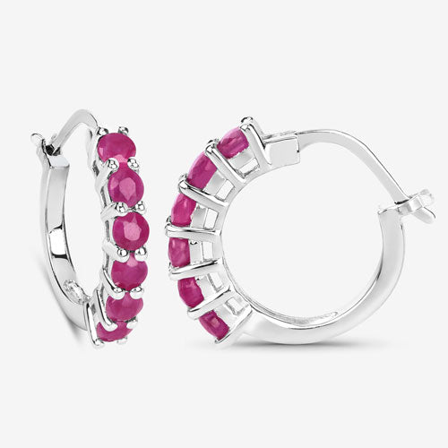 1.56 Carat Genuine Ruby .925 Sterling Silver Earrings