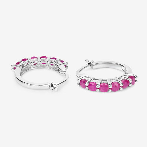 1.56 Carat Genuine Ruby .925 Sterling Silver Earrings