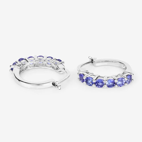 1.20 Carat Genuine Tanzanite .925 Sterling Silver Earrings