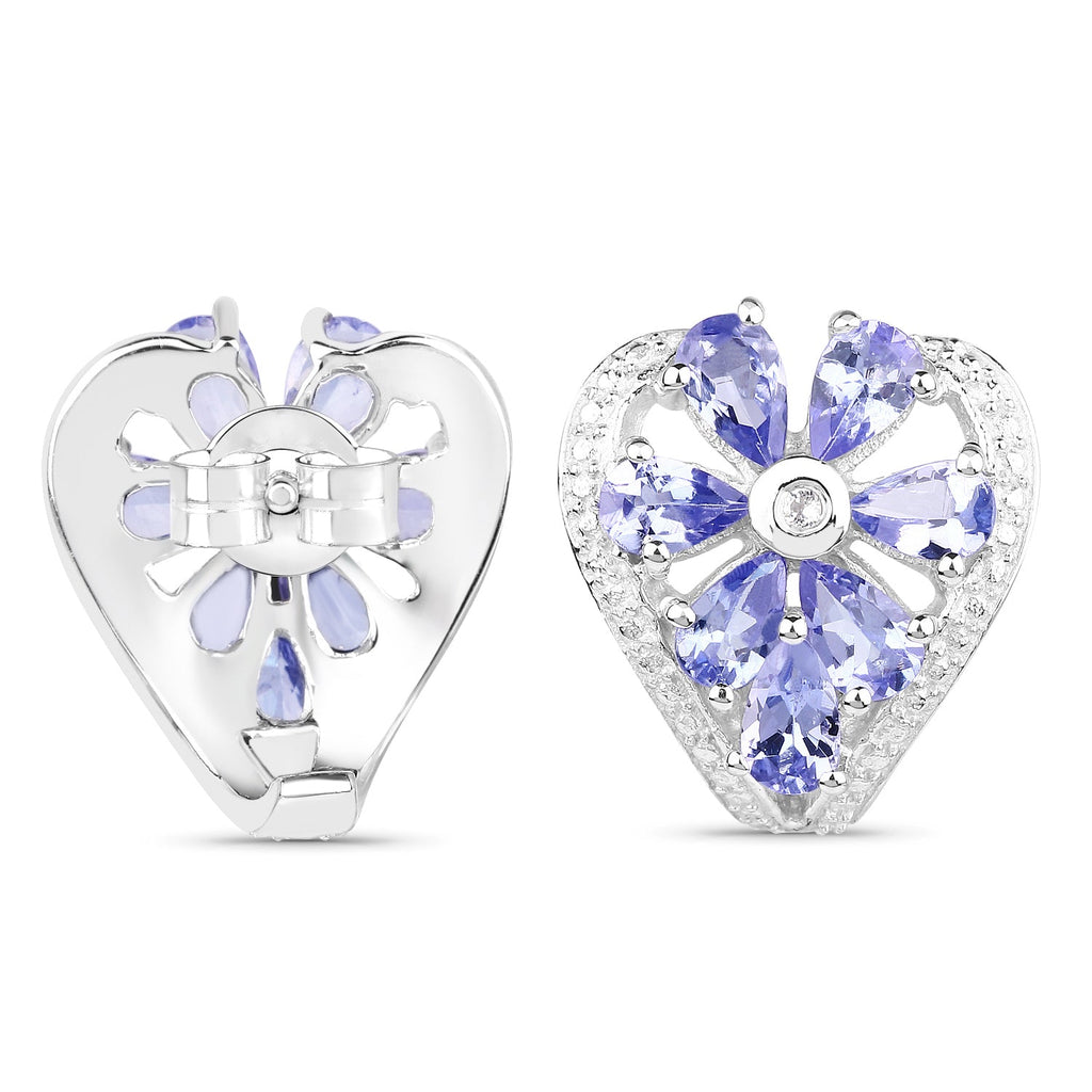 2.97 Carat Genuine Tanzanite & White Topaz .925 Sterling Silver Earrings