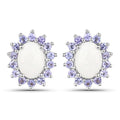 2.44 Carat Genuine Opal and Tanzanite .925 Sterling Silver Earrings
